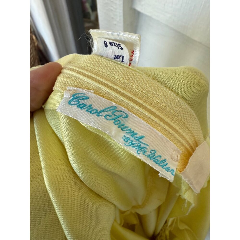 Vintage 60's yellow Maxi Dress Match Lace Jacket /Bow Size XS - Picture 6 of 16